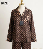 Imported Brown Satin Pajama Set with a Luxurious & Soft Design