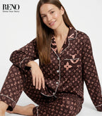 Imported Brown Satin Pajama Set with a Luxurious & Soft Design