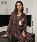 Imported Brown Satin Pajama Set with a Luxurious & Soft Design