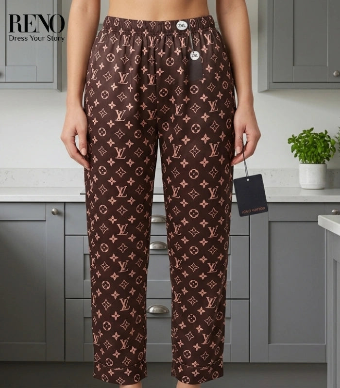 Imported Brown Satin Pajama Set with a Luxurious & Soft Design