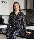 Imported Black Satin Pajama Set with a Luxurious and Elegant Design