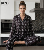 Imported Black Satin Pajama Set with a Luxurious and Elegant Design