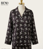 Imported Black Satin Pajama Set with a Luxurious and Elegant Design