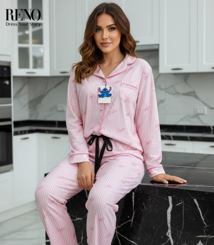 Comfortable Pajama Set with Cute Cartoon Touch