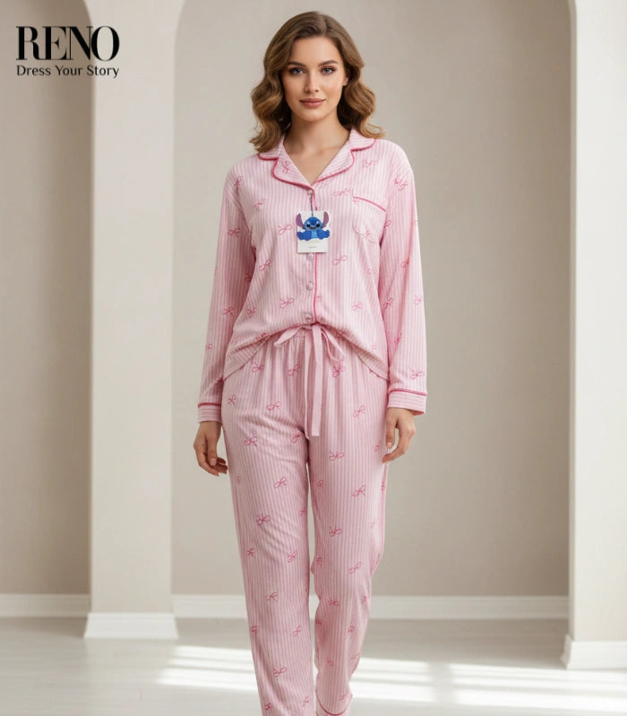 Comfortable Pajama Set with Cute Cartoon Touch