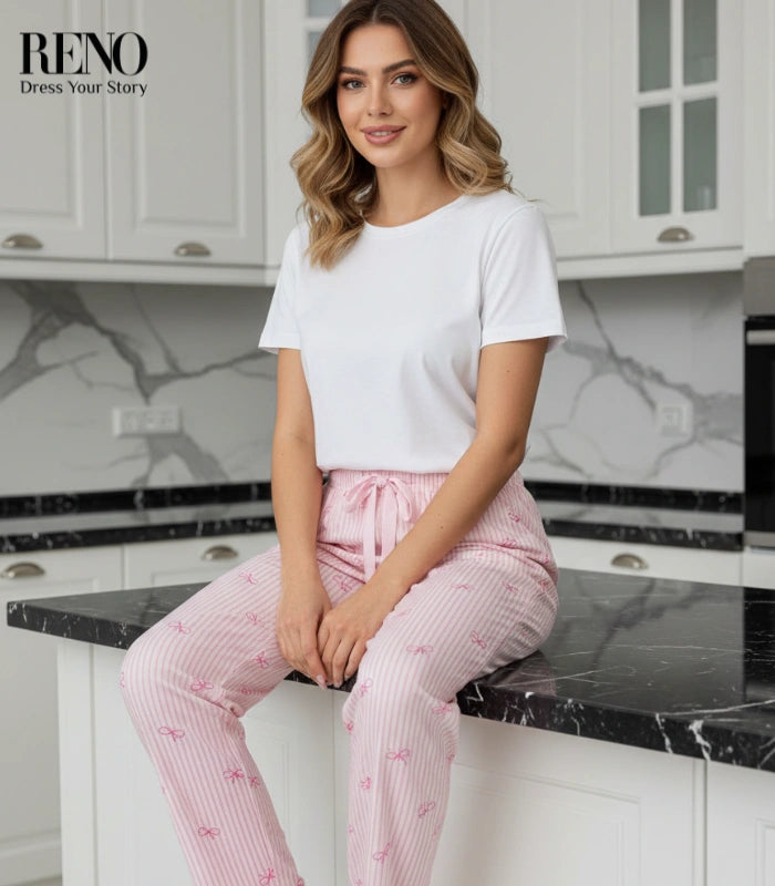 Comfortable Pajama Set with Cute Cartoon Touch