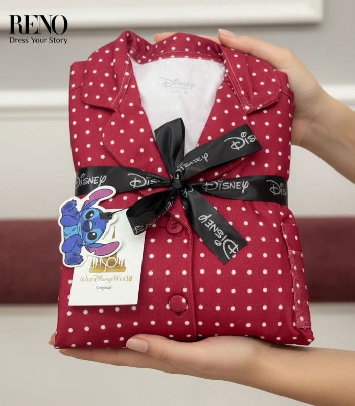 Burgundy Polka Dot Autumn Pajama Set