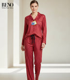 Burgundy Polka Dot Autumn Pajama Set