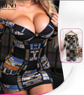 Off-Shoulder Printed Bodycon Mini Dress
