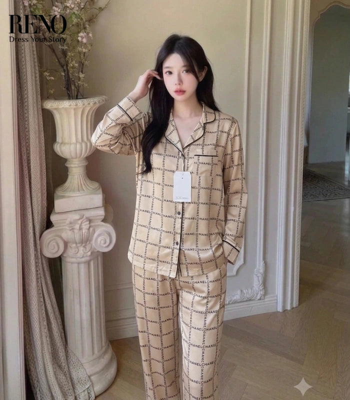 Imported satin pajama set with an elegant and soft design