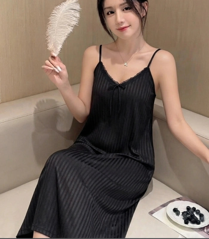 Black Striped Satin Shirt
