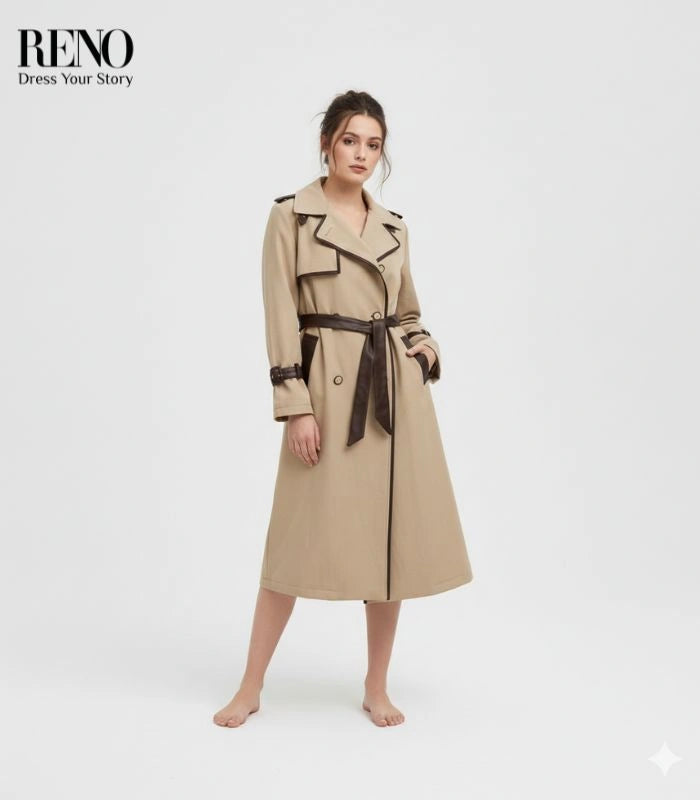 Long Leather Trench Coat – Classic & Stylish