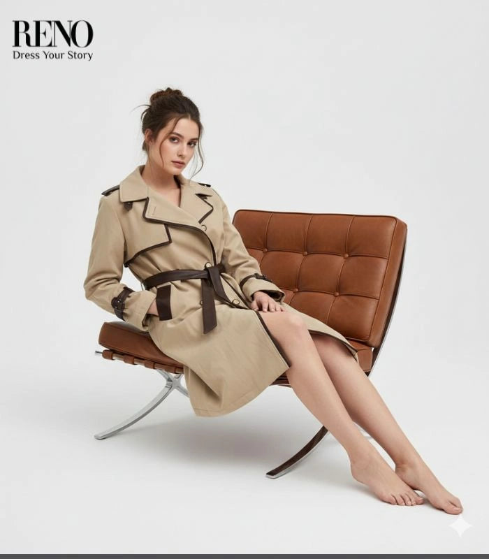 Long Leather Trench Coat – Classic & Stylish