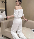 Off-Shoulder White Satin