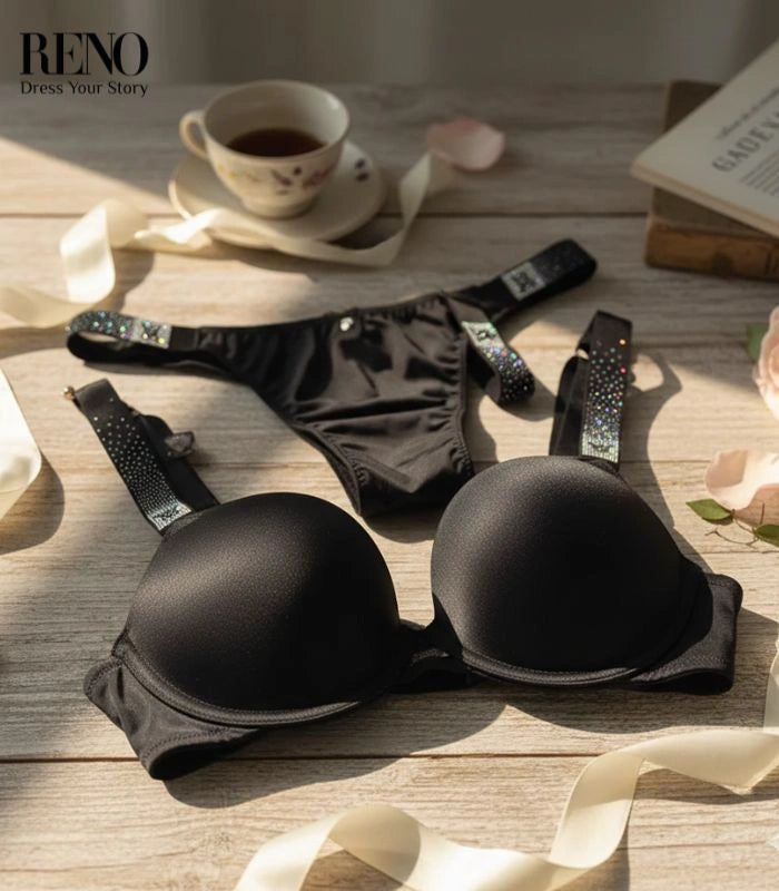 Imported luxury black lingerie set