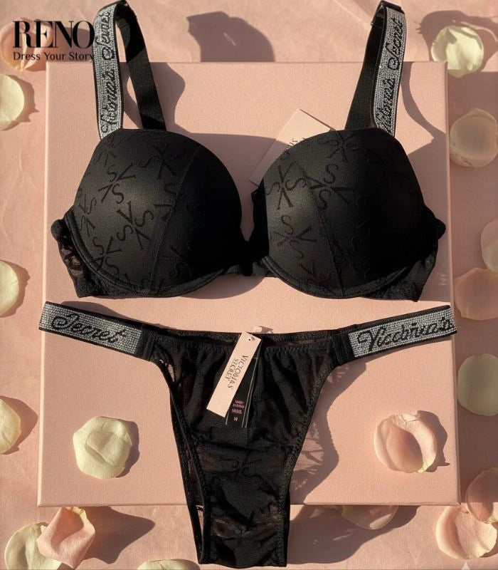 Imported luxury black lingerie set