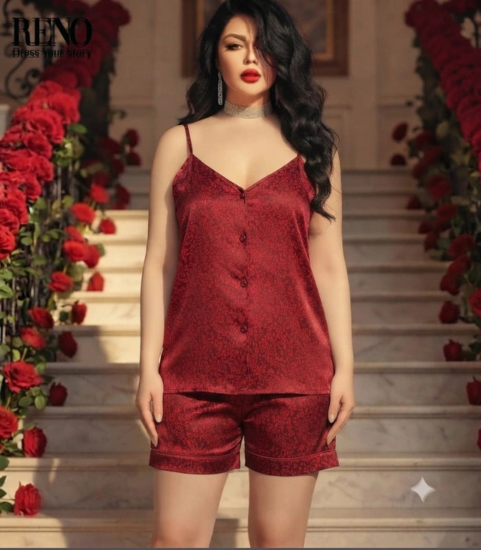 Burgundy Satin Floral
