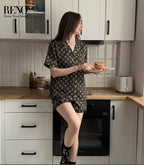 Satin Monogram Pajama Set