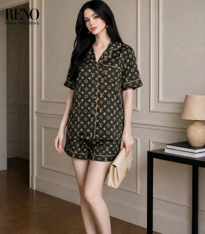 Satin Monogram Pajama Set