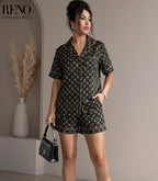 Satin Monogram Pajama Set