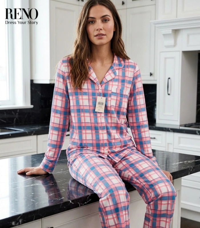 Pink Checkered Winter Pajama – Cute & Comfy