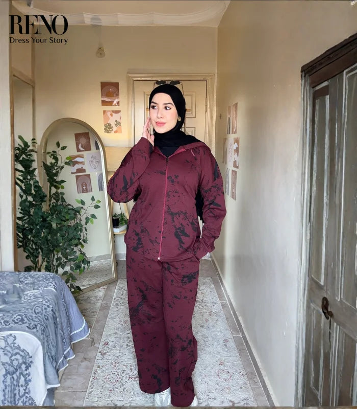 Burgundy Printed Set