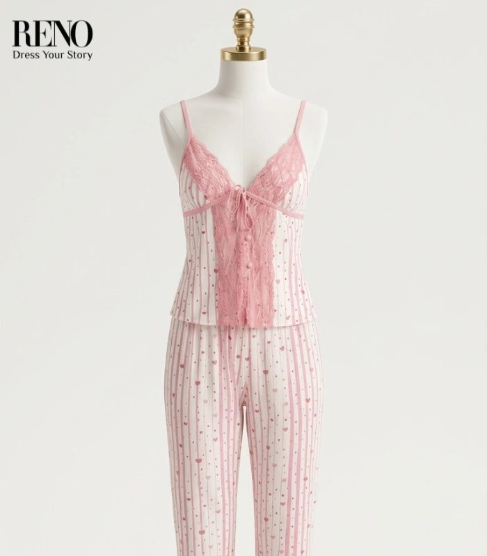 Heart Print Cotton Pajama – Soft & Comfortable ❤️