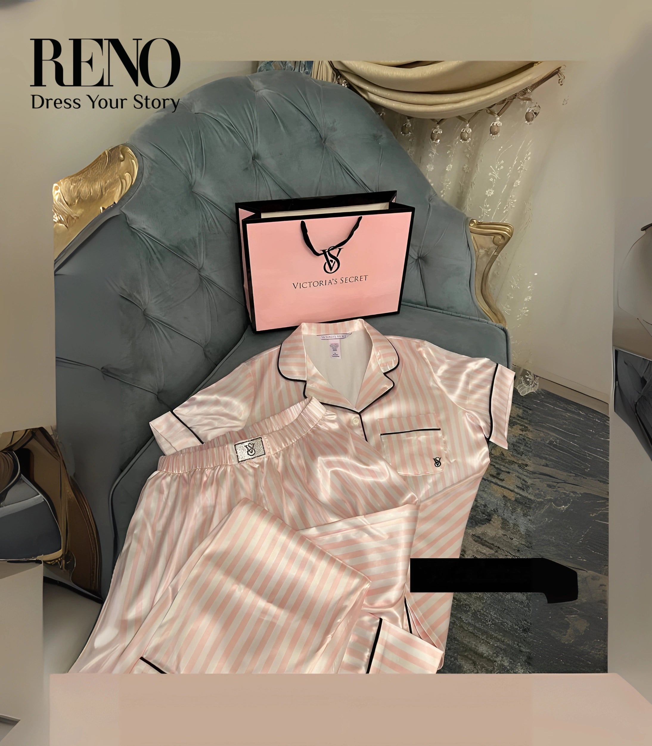 Luxury Satin Pajama Set in Pink Striped Design – High-Quality Imported