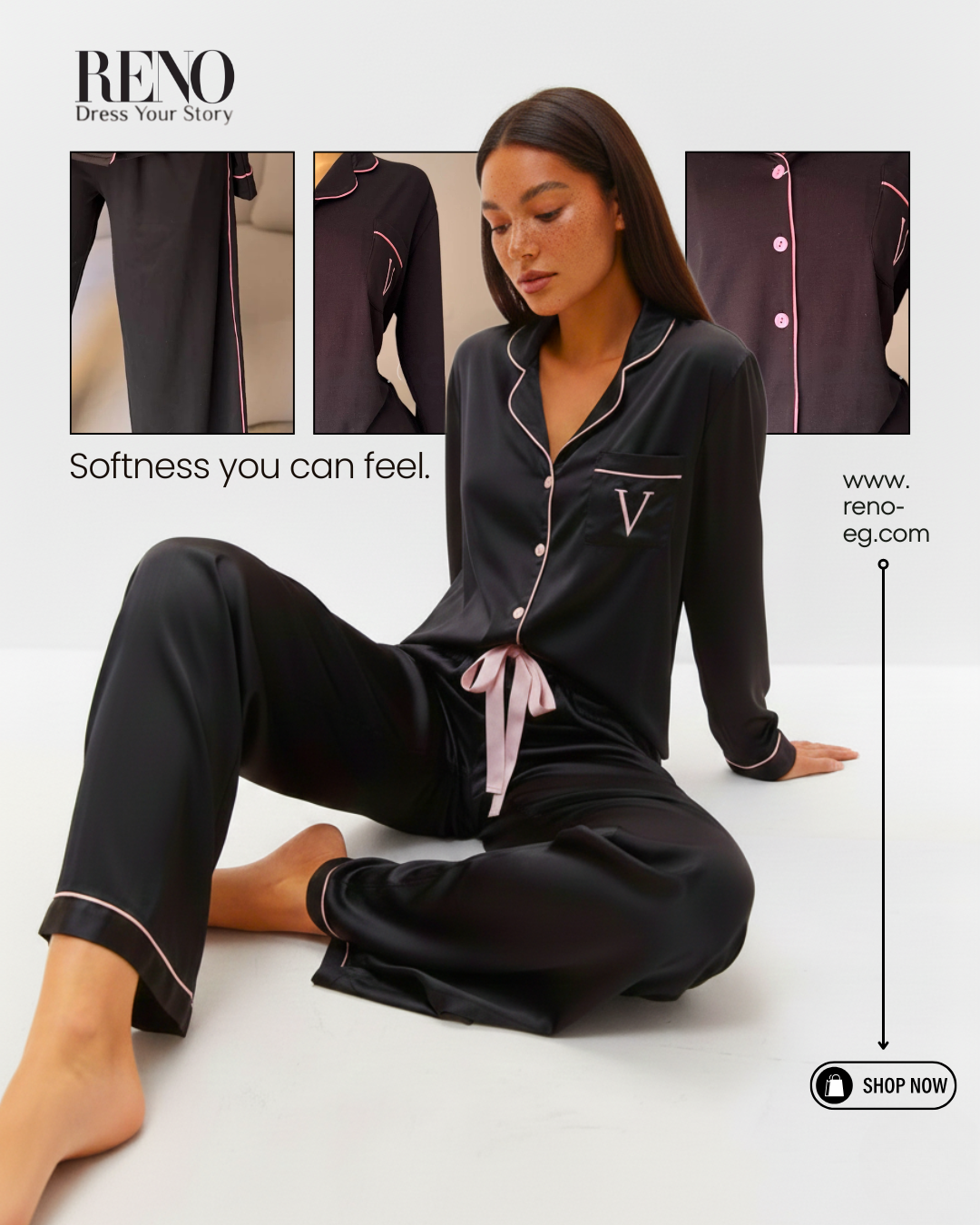 Luxury Winter Pajama Set in Black Design – High-Quality Imported + Gift Bag