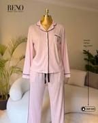 Luxury Pajama Set in Pink Striped Design – High-Quality Imported + Gift Bag