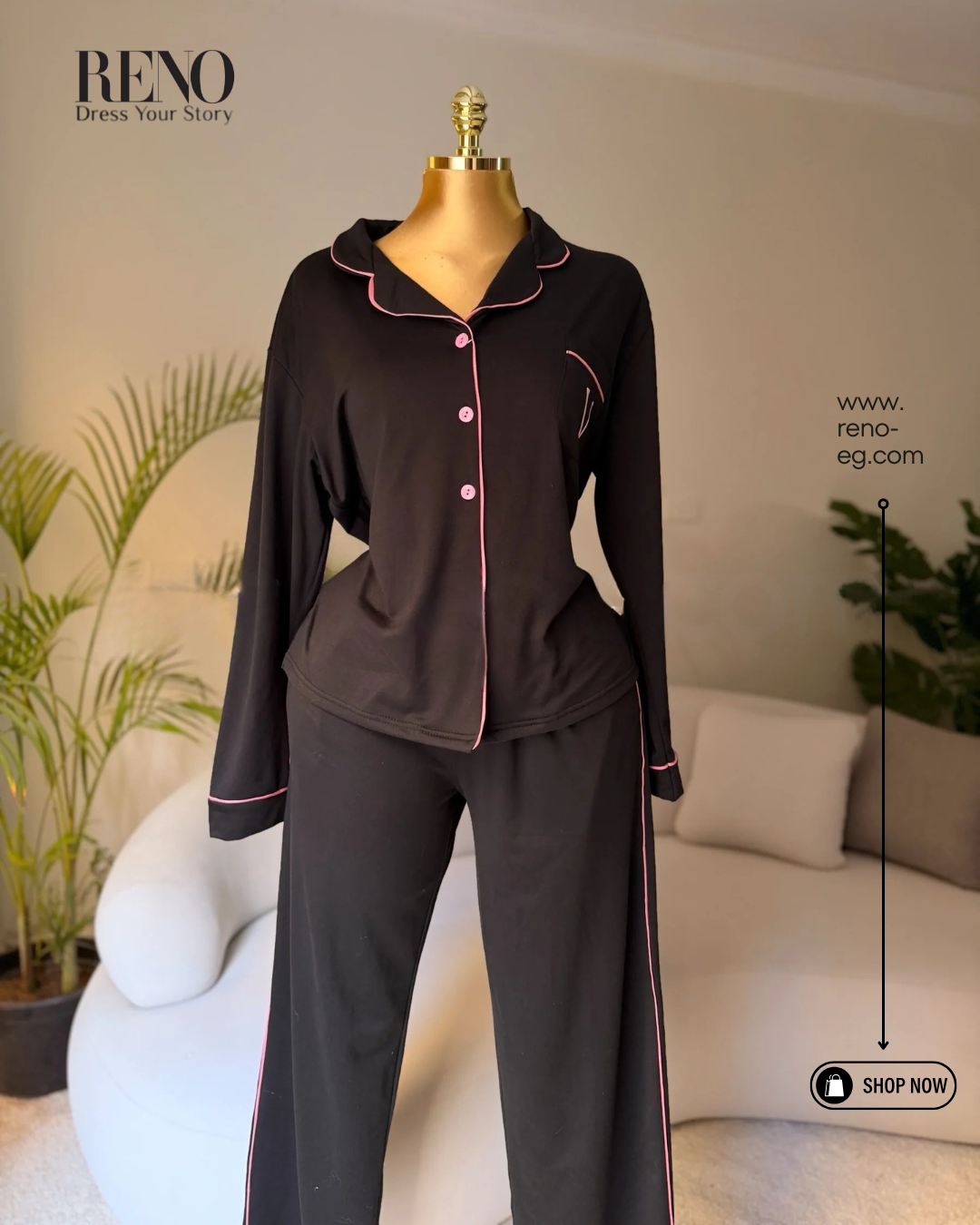 Luxury Winter Pajama Set in Black Design – High-Quality Imported + Gift Bag