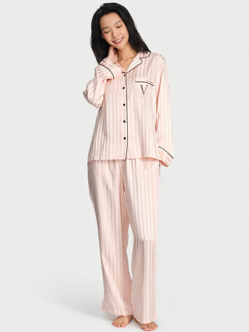Soft Striped Satin Pajama Set