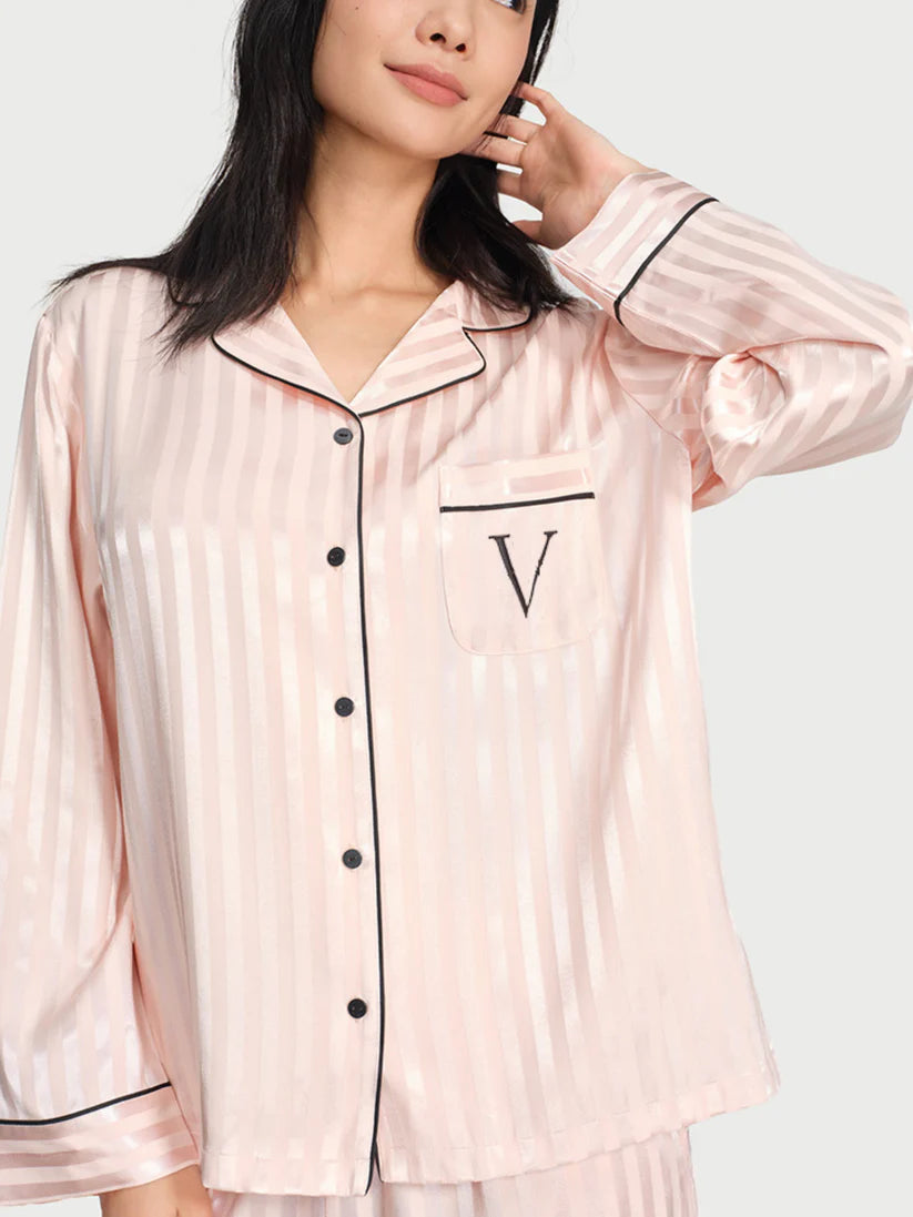 Soft Striped Satin Pajama Set