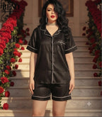Black Satin Shorts