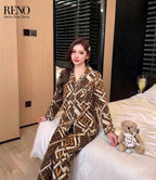 Brown Satin Pajamas