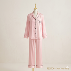 Classic Striped Satin Pajama Set – Light Pink