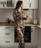 Brown Satin Pajamas